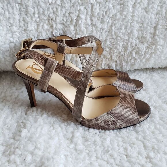 Vince Camuto Signature Snakeskin Strappy Heels - Picture 6 of 6